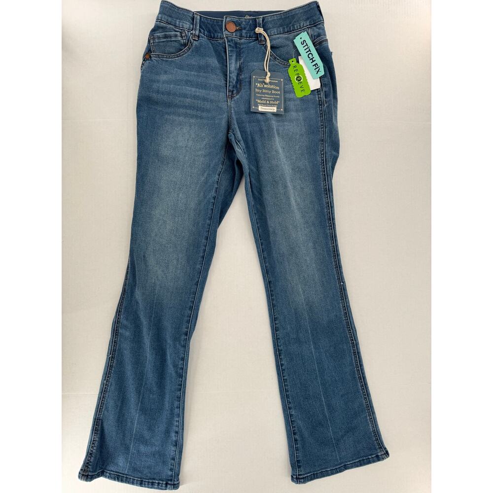 Democracy Ab Solution Side Seam Bootcut Jeans Size 8 Indigo NWT Stretch Denim